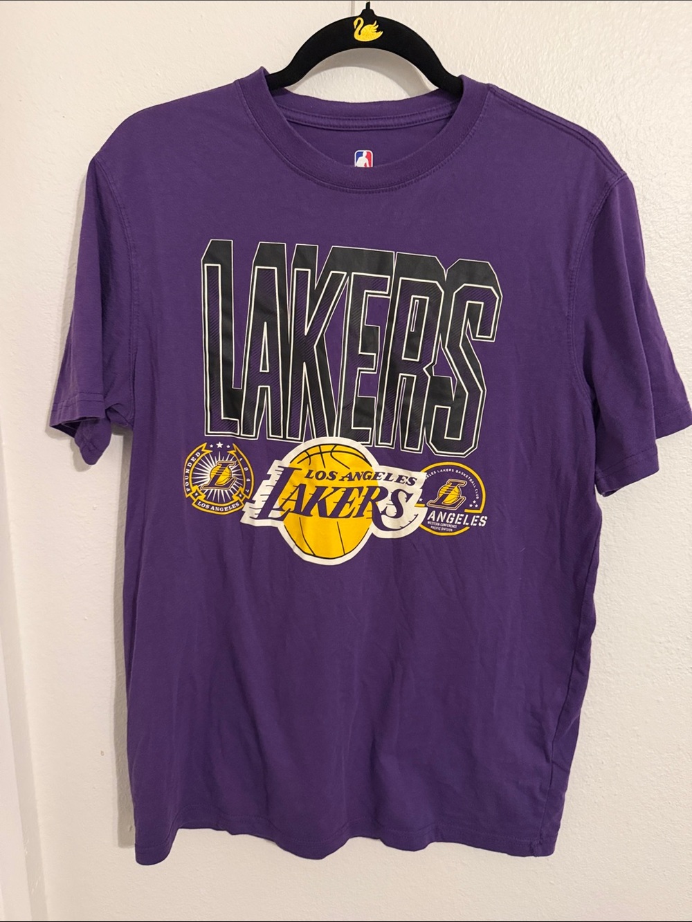 NBA Los Angeles Lakers Purple Short Sleeve Tee with Yellow & Black Graphics